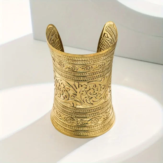 N5102f Bracelet Large Doré - Manchette Ethnique Evasée - Bijoux Bracelets manchettes femmes en ligne Ninanina