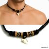N5107a Collier tribal homme cordon pendentif dent de requin véritable et perles bois - Bijoux Colliers cordons en ligne Ninanina