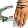 N5124 Bracelet WRAP argenté et turquoises véritables