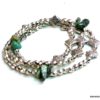 N5124a Bracelet WRAP argenté et turquoises véritables