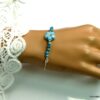 N5130c Bracelet perles de bohème turquoise argent massif