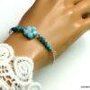 N5130e Bracelet perles de bohème turquoise argent massif