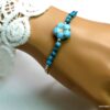 N5130f Bracelet perles de bohème turquoise argent massif
