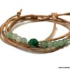 N5140 Bracelet de cheville cuir pierre verte et Cristal de bohème - Bijoux Bracelets en ligne Ninanina