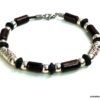 N5151a bracelet homme perles en bois marron et argent