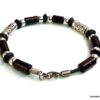 N5151d bracelet homme perles en bois marron et argent