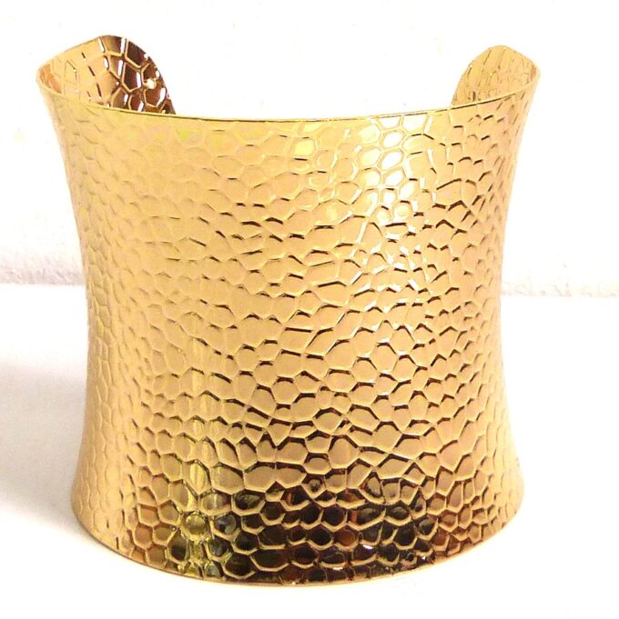 N5152a Bracelet Manchette doré évasé motif écailles - Bijoux Bracelets en ligne Ninanina