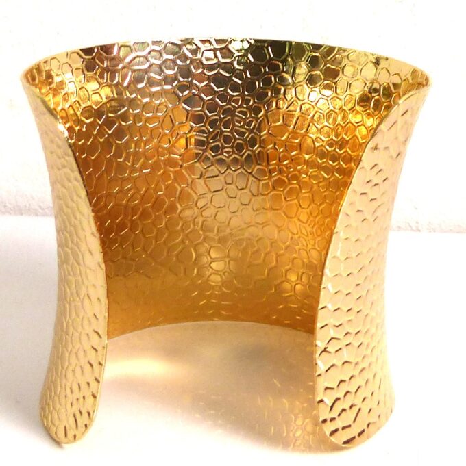 N5152b Bracelet Manchette doré évasé motif écailles - Bijoux Bracelets en ligne Ninanina