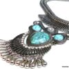 N5166b Collier plastron pampilles métal argenté TURQUOISE