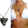 N5177 Collier bohème éléphant en métal argenté turquoise