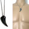 N5178b Collier dent de requin hématite acier inoxydable