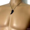 N5178d Collier dent de requin hématite acier inoxydable