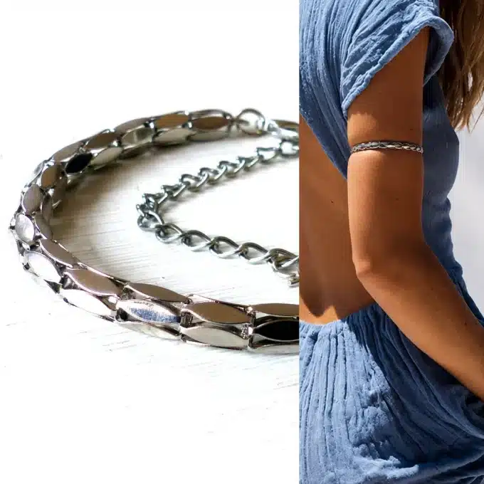 N5192c Bracelet de biceps ethnique Femme style tribal argenté - Bijoux bracelets femmes en ligne Ninanina