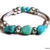 N5199 Bracelet turquoises véritables métal argenté