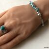 N5199b Bracelet turquoise veritable homme et femme métal argent- Bijoux Bracelets en ligne Ninanina