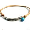 N5210 Bracelet demi lune cordon cuir turquoise
