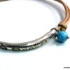 N5210a Bracelet demi lune cordon cuir turquoise