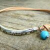 N5210c Bracelet demi lune cordon cuir turquoise