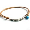 N5210d Bracelet demi lune cordon cuir turquoise