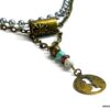 N5219a Collier tribal double turquoise aiguemarine métal bronze et argent