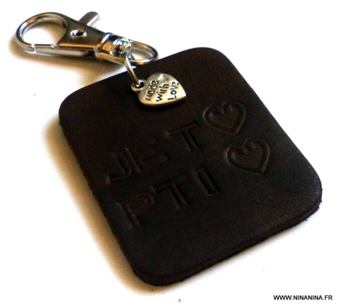 N5229 Porte clé homme cuir personnalisé je t aime papa coeur - Bijoux en ligne NINANINA