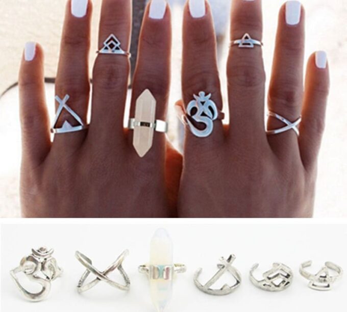 N5232c set de bagues bohème métal argent