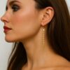 N5260 Boucles d’oreilles pendantes artisanales pour femme en plaqué or – Chaînette dorée élégante - Bijoux artisanaux en ligne Ninanina