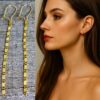 N5260b Boucles d’oreilles pendantes artisanales pour femme en plaqué or – Chaînette dorée élégante - Bijoux artisanaux en ligne Ninanina