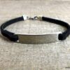 N5261 bracelet homme gourmette cuir acier inoxydable