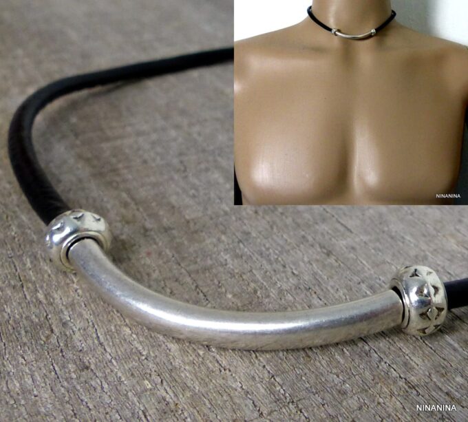 N5265 collier homme cuir boheme aztèque