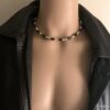 N5291 Collier perle de bois homme noir et métal argenté - Bijoux Colliers en ligne Ninanina