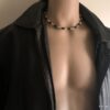 N5291a Collier perle de bois homme noir et métal argenté - Bijoux Colliers en ligne Ninanina