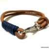 N5293d Bracelet homme mousqueton cordon cuir marron double - Bijoux Bracelets en ligne Ninanina