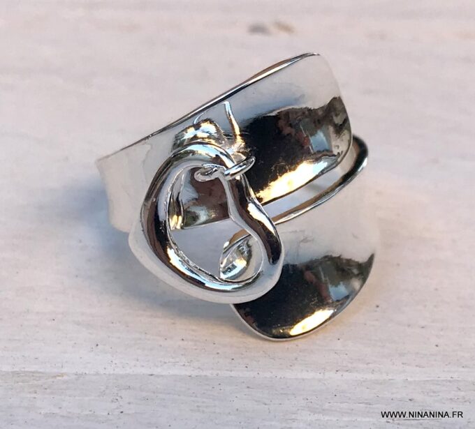Bague Coeur Argent 925 Réglable Pour Femme - Bague Promesse Éternité Avec Zirconium