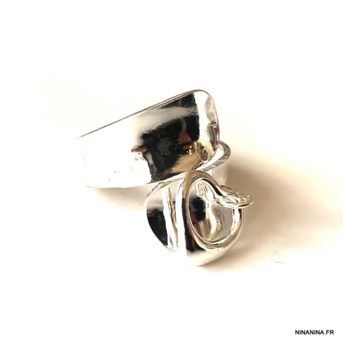 N5298f Bague avec pendentif coeur plaqué argent réglable - Bijoux Bagues en ligne Ninanina