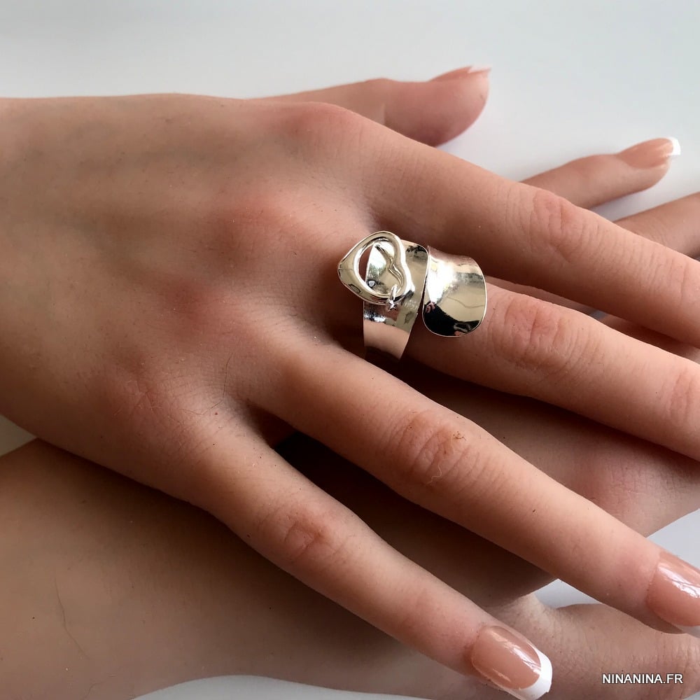 Bague en argent top avec pendentif