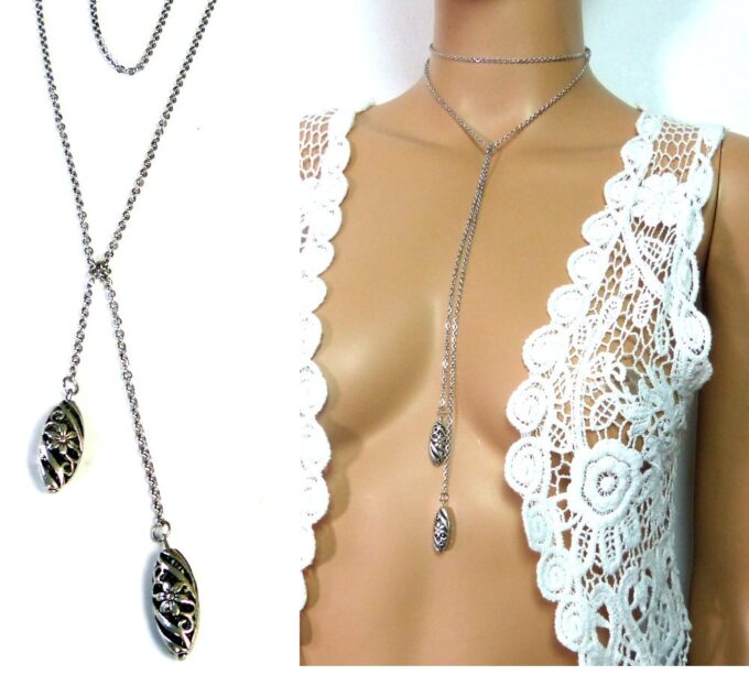 N5323 collier long sautoir acier inoxydable