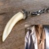 N5326a Collier Pendentif dent de loup véritable ivoire - Bijoux Colliers en ligne NINANINA