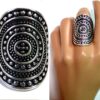 N5338bis bague réglable ovale femme bohème métal argenté ajustable