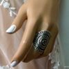 N5338c bague réglable ovale femme bohème métal argenté ajustable
