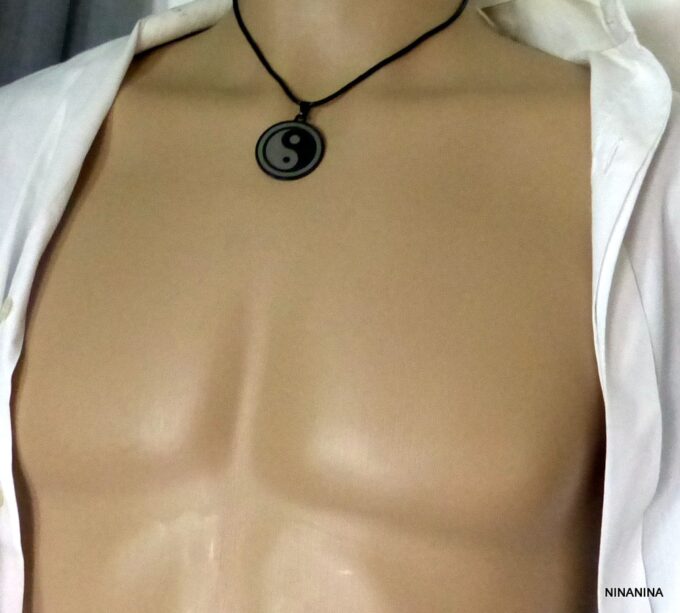 N5345c collier homme cordon yin yang acier inoxydable