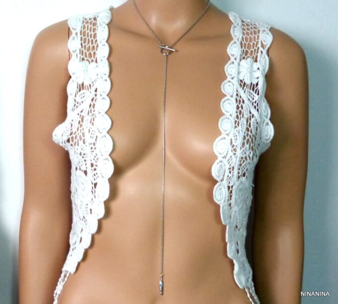 N5346a Collier femme long plume turquoise acier inoxydable