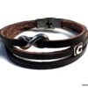 N5354 Bracelet homme wrap cuir personnalisé infini acier inoxydable