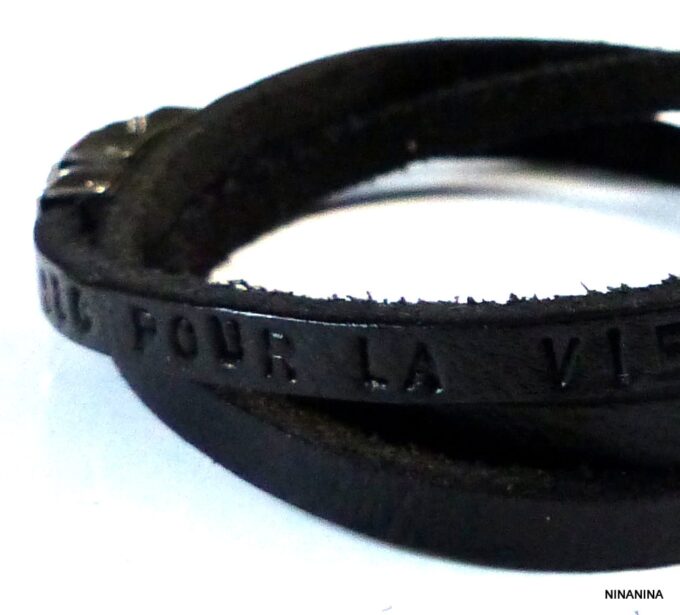N5354 Bracelet homme wrap infini cuir 3 tours personnalisé fermoir acier inoxydable