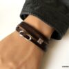 N5354 Bracelet infini homme personnalisable 3 tours lettre argenté - Bijoux Bracelets en ligne Ninanina