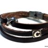 N5354a Bracelet homme wrap cuir personnalisé infini acier inoxydable