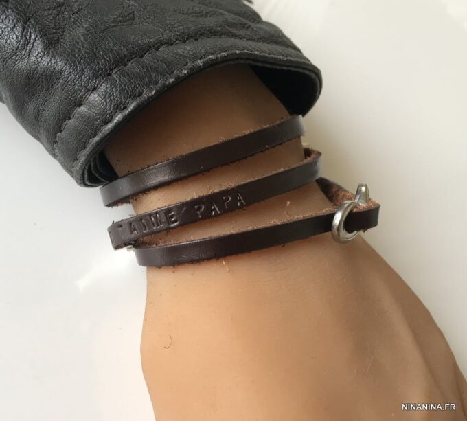 N5354a Bracelet infini homme personnalisable 3 tours lettre argenté - Bijoux Bracelets en ligne Ninanina