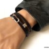 N5354b Bracelet infini homme personnalisable 3 tours lettre argenté - Bijoux Bracelets en ligne Ninanina