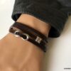 N5354c Bracelet infini homme personnalisable 3 tours lettre argenté - Bijoux Bracelets en ligne Ninanina