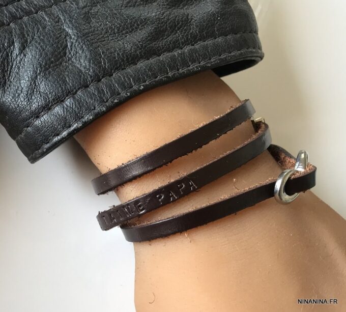 N5354d Bracelet infini homme personnalisable 3 tours lettre argenté - Bijoux Bracelets en ligne Ninanina